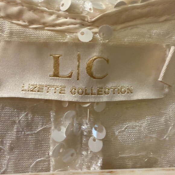 LC Lizette Collection White Sequin Blouse | Sz Large | Holiday Party & New Years - Picture 4 of 6